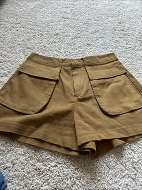 Forever 21 Olive-Tan Pocket Front High-Waist Shorts